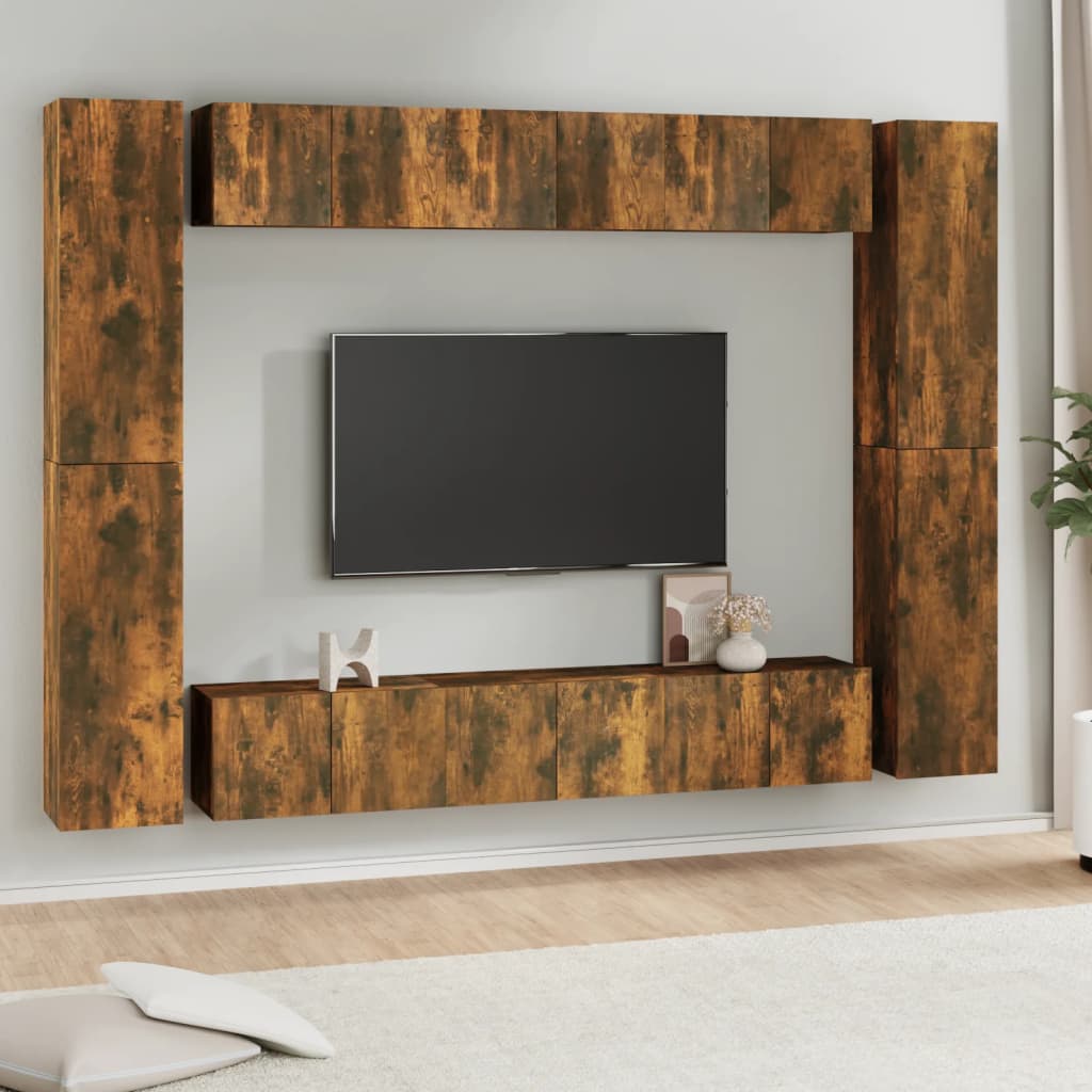 Meuble TV Suspendu Marron Effet Chêne Fumé - 10 Pièces-Mon Meuble TV-Chêne fumé-60 cm-10-3