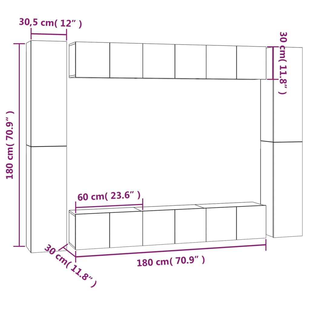 Meuble TV Suspendu Marron Effet Chêne Fumé - 10 Pièces-Mon Meuble TV-Chêne fumé-60 cm-10-6