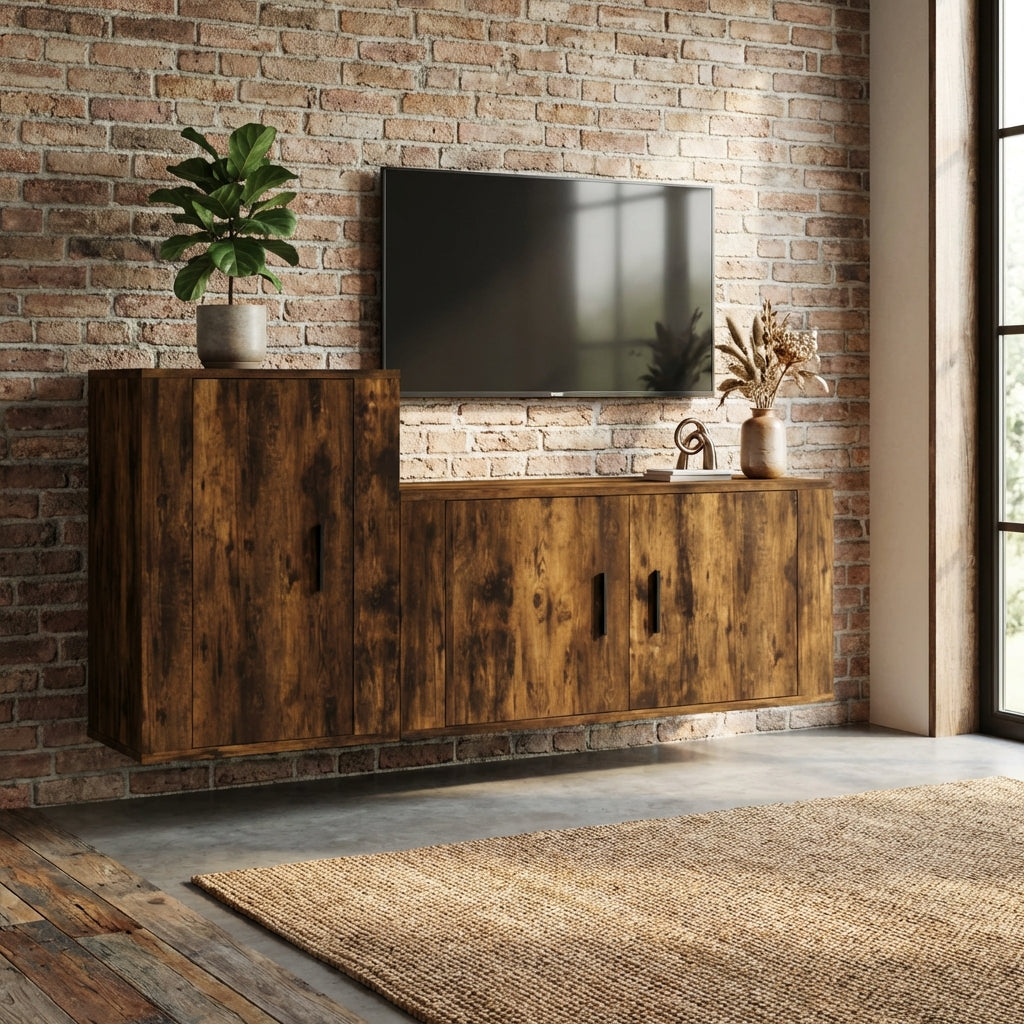 meuble-tv-suspendu-marron-fonce-effet-chene-2-pieces-decor