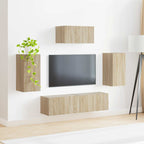 Meuble TV Suspendu Moderne Effet Chêne Sonoma - 5 Pièces-Mon Meuble TV-4