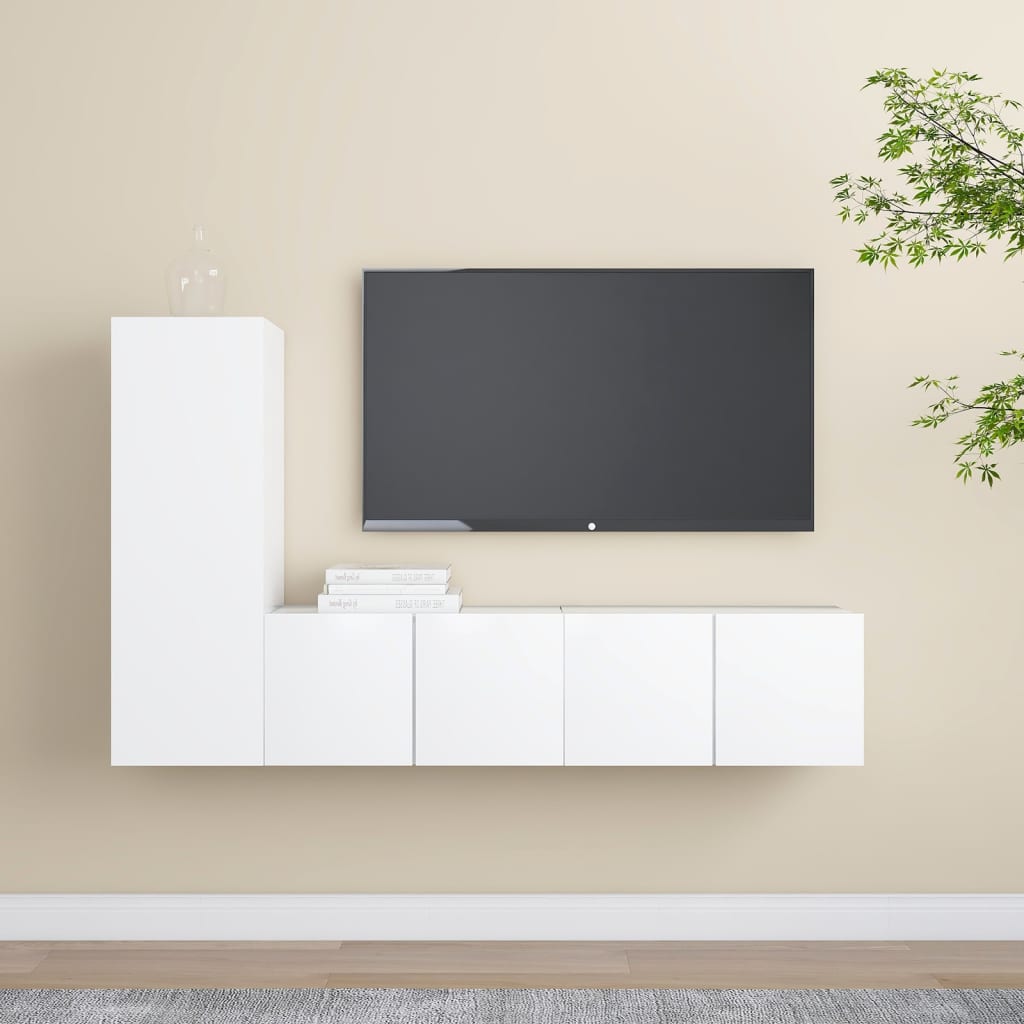 Meuble TV Suspendu Original Effet Béton - 3 Pièces-Mon Meuble TV-Blanc-60 cm-3-15