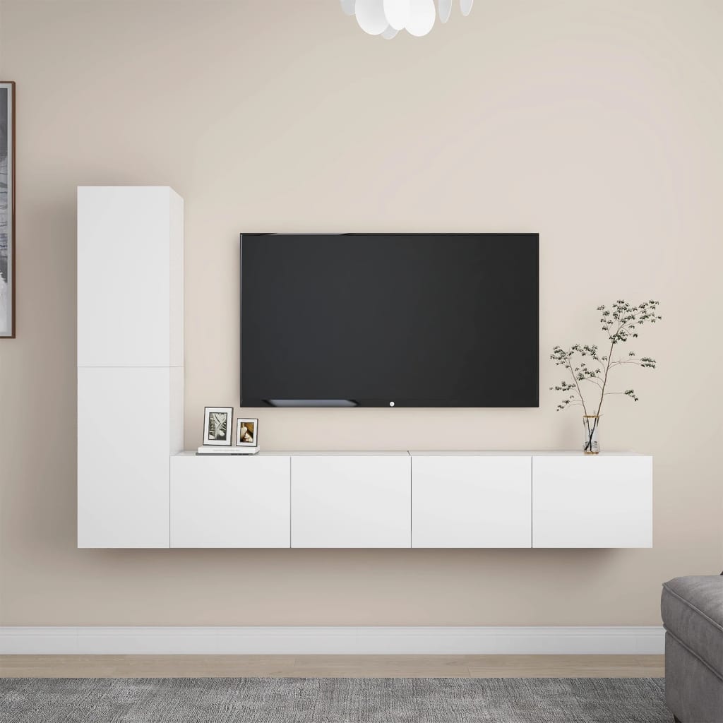 Meuble TV Suspendu Original Effet Béton - 3 Pièces-Mon Meuble TV-Blanc-80 cm-4-18