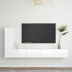 Meuble TV Suspendu Original Effet Béton - 3 Pièces-Mon Meuble TV-Blanc brillant-100 cm-3-8