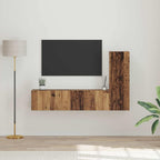 Meuble TV Suspendu Original Effet Béton - 3 Pièces-Mon Meuble TV-Bois ancien-60 cm-2-21
