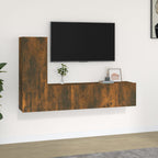 Meuble TV Suspendu Original Effet Béton - 3 Pièces-Mon Meuble TV-Chêne fumé-60 cm-3-12