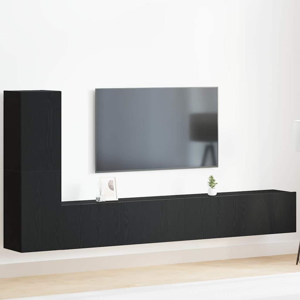 Meuble TV Suspendu Original Effet Béton - 3 Pièces-Mon Meuble TV-Chêne noir-100 cm-3-24