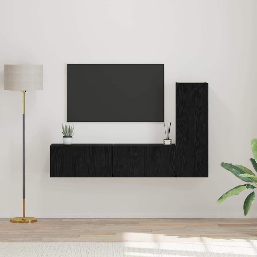 Meuble TV Suspendu Original Effet Béton - 3 Pièces-Mon Meuble TV-Chêne noir-60 cm-2-20