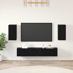 Meuble TV Suspendu Original Effet Béton - 3 Pièces-Mon Meuble TV-Chêne noir-80 cm-2-22