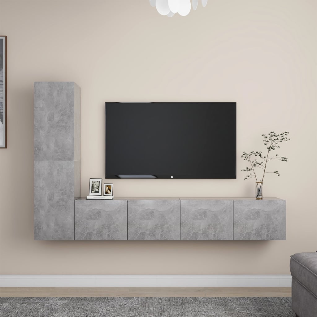 Meuble TV Suspendu Original Effet Béton - 3 Pièces-Mon Meuble TV-Gris béton-80 cm-4-17