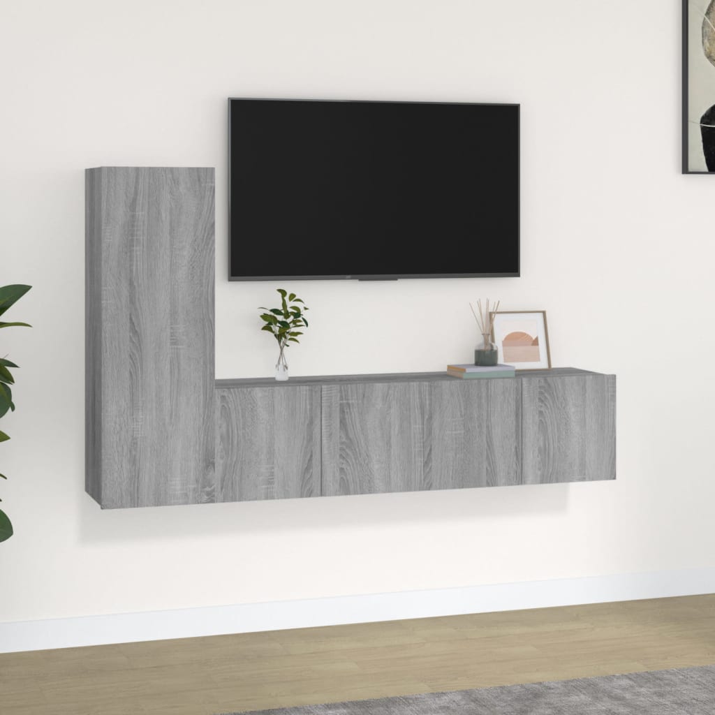 Meuble TV Suspendu Original Effet Béton - 3 Pièces-Mon Meuble TV-Sonoma gris-60 cm-3-13