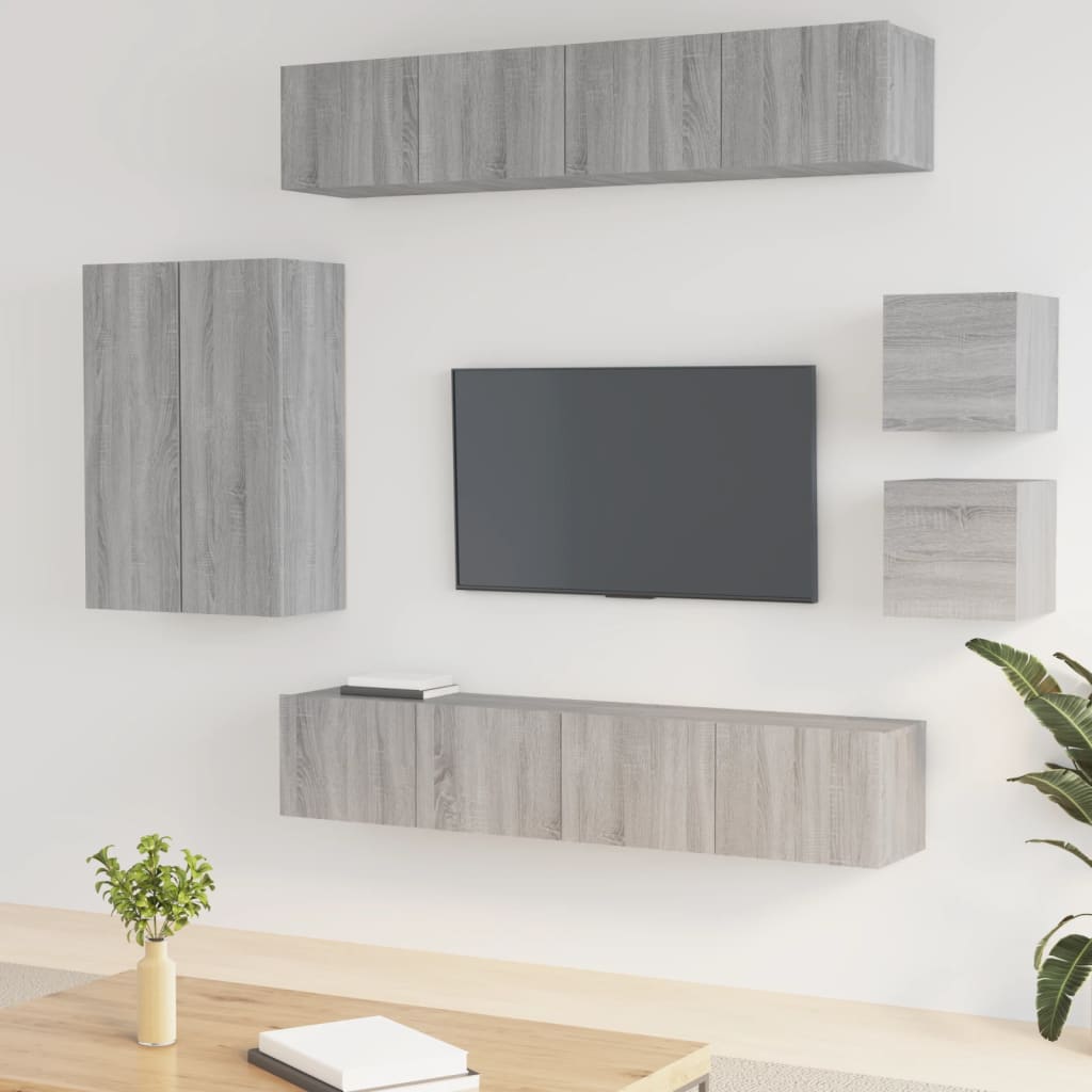 Meuble TV Suspendu Scandinave Blanc - 8 Pièces-Mon Meuble TV-Sonoma gris-11