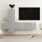 Meuble TV Suspendu Style Industriel Effet Béton - 3 Pièces-Mon Meuble TV-Gris béton-100 cm-1-1