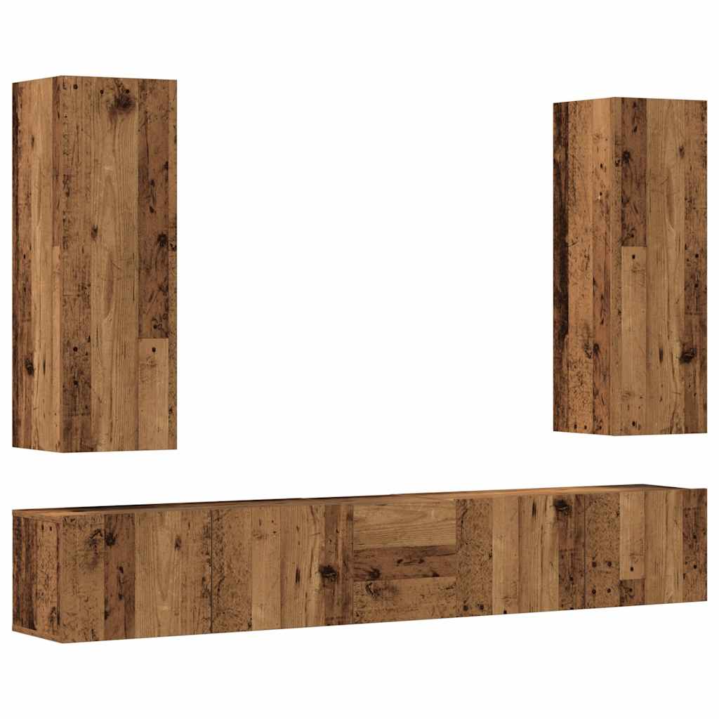 Meuble TV Suspendu Style Industriel Effet Béton - 3 Pièces-Mon Meuble TV-Vieux bois-160 cm-1-16