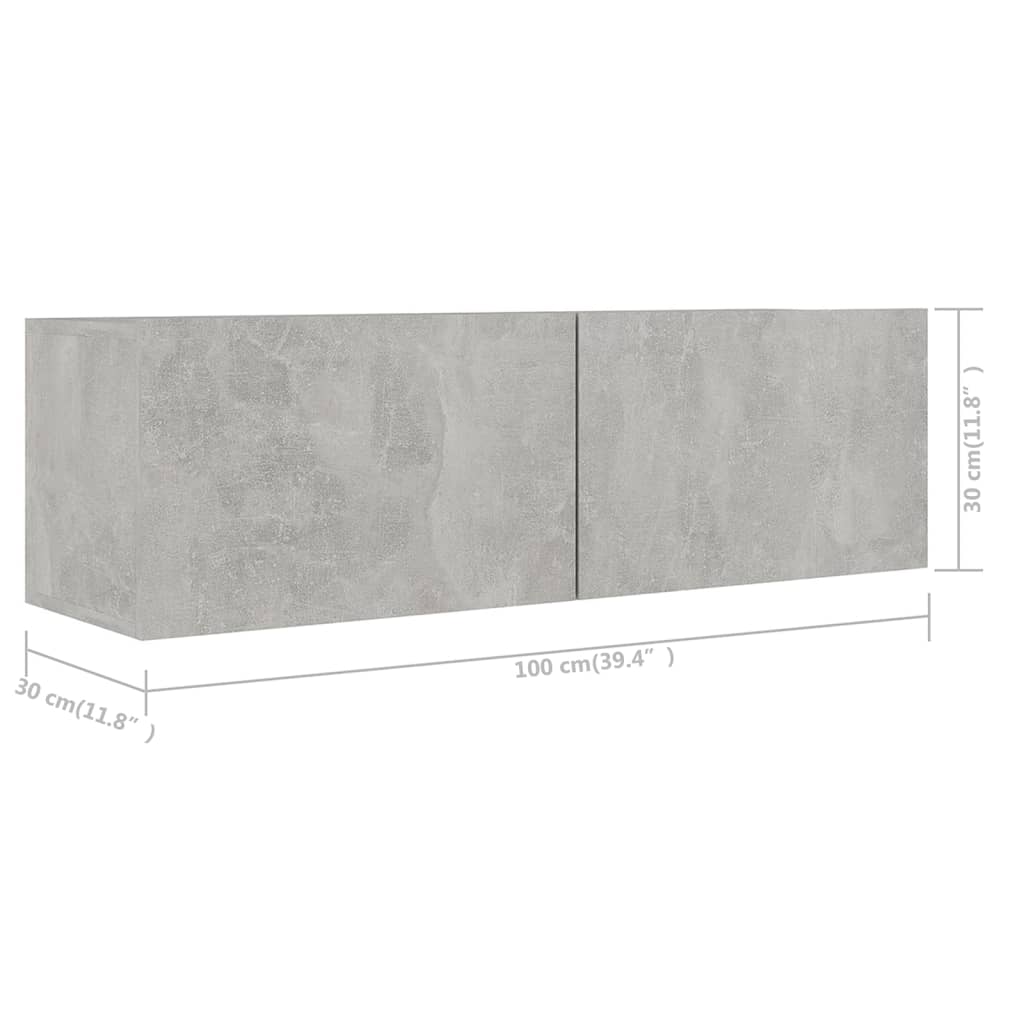 Meuble TV Suspendu Style Industriel Effet Béton - 3 Pièces-Mon Meuble TV-Vieux bois-80 cm-1-10