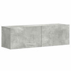 Meuble TV Suspendu Style Industriel Effet Béton - 3 Pièces-Mon Meuble TV-Vieux bois-80 cm-1-4