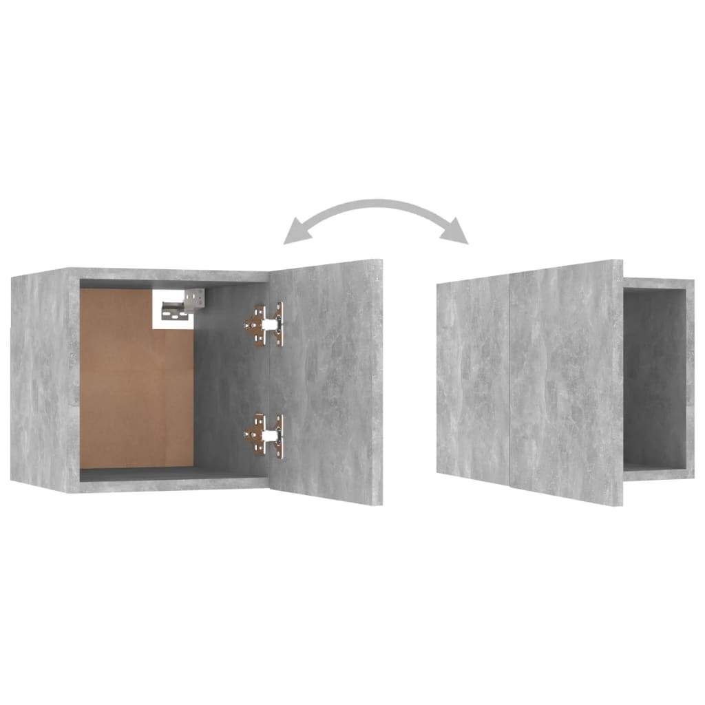 Meuble TV Suspendu Style Industriel Effet Béton - 3 Pièces-Mon Meuble TV-Vieux bois-80 cm-1-9