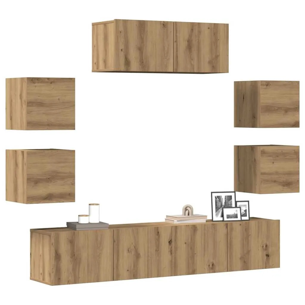 Meuble TV Suspendu XXL Effet Vieux Bois - 7 Pièces-Mon Meuble TV-Chêne artisanal-80 cm-17