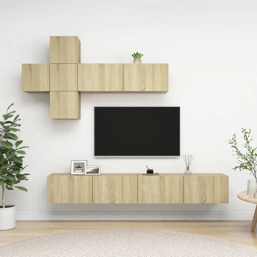 Meuble TV Suspendu XXL Effet Vieux Bois - 7 Pièces-Mon Meuble TV-Chêne sonoma-100 cm-19