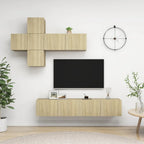 Meuble TV Suspendu XXL Effet Vieux Bois - 7 Pièces-Mon Meuble TV-Chêne sonoma-80 cm-12