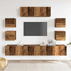 Meuble TV Suspendu XXL Effet Vieux Bois - 7 Pièces-Mon Meuble TV-Vieux bois-80 cm-2