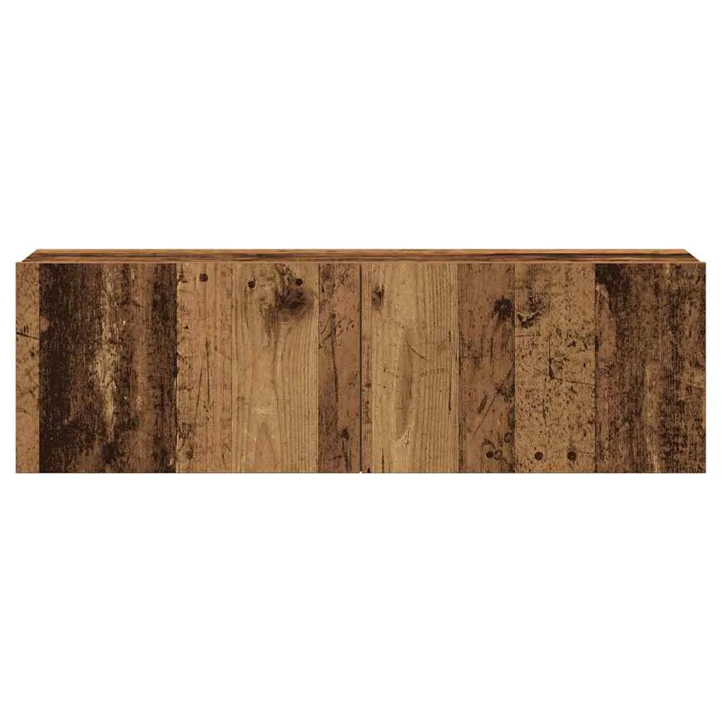 Meuble TV Suspendu XXL Effet Vieux Bois - 7 Pièces-Mon Meuble TV-Vieux bois-80 cm-7
