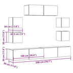 Meuble TV Suspendu XXL Effet Vieux Bois - 7 Pièces-Mon Meuble TV-Vieux bois-80 cm-9
