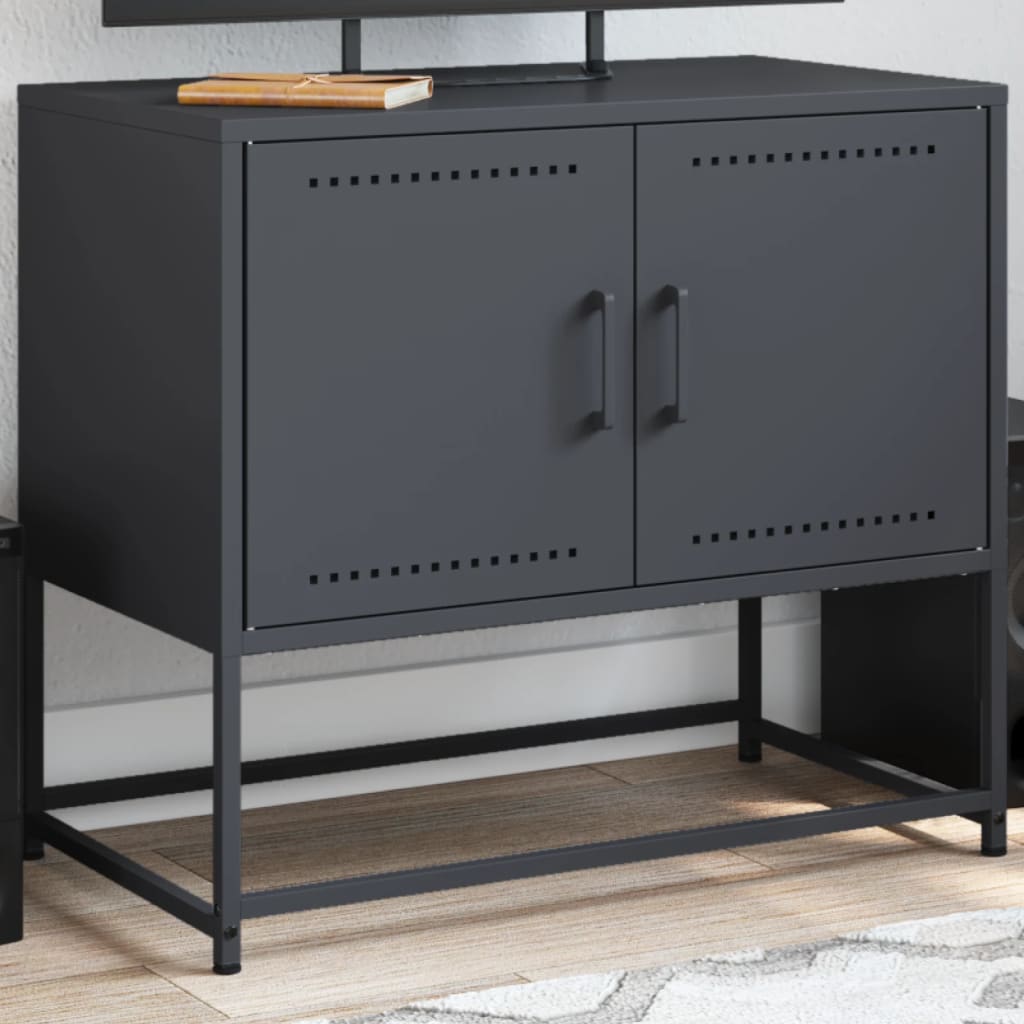 Meuble TV Tout Blanc en Acier - 68,5 cm-Mon Meuble TV-Anthracite-1-14