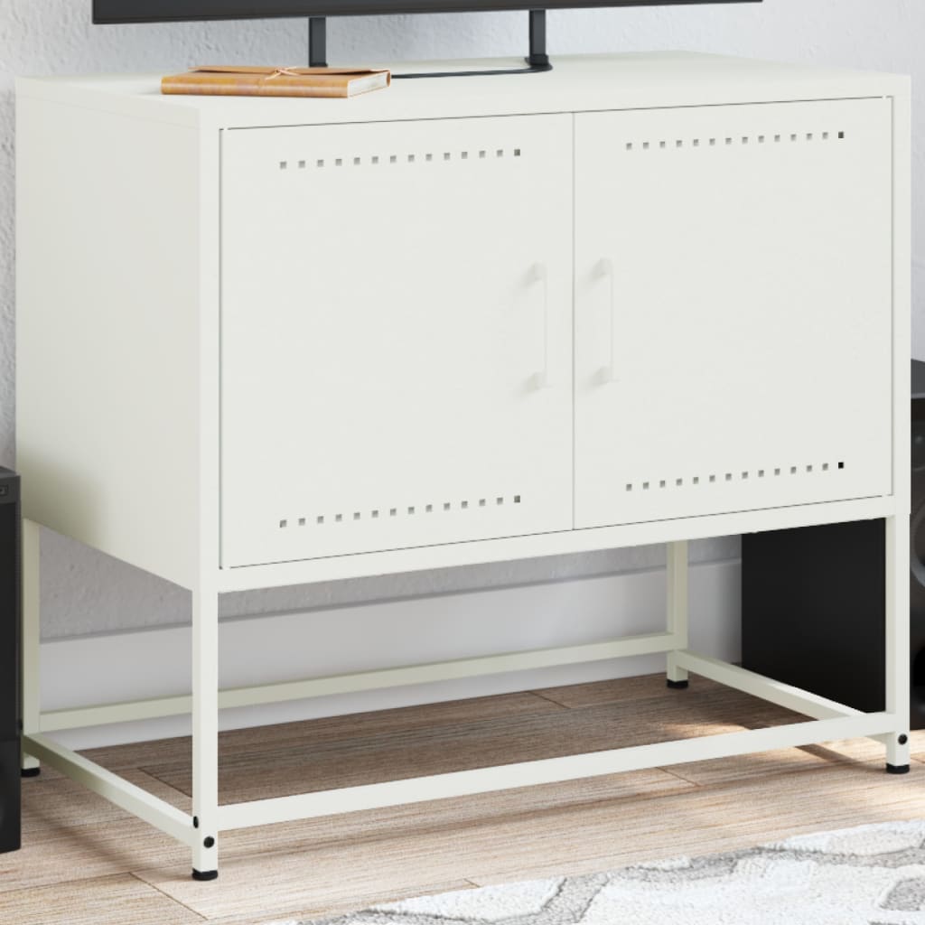 Meuble TV Tout Blanc en Acier - 68,5 cm-Mon Meuble TV-Blanc-1-1