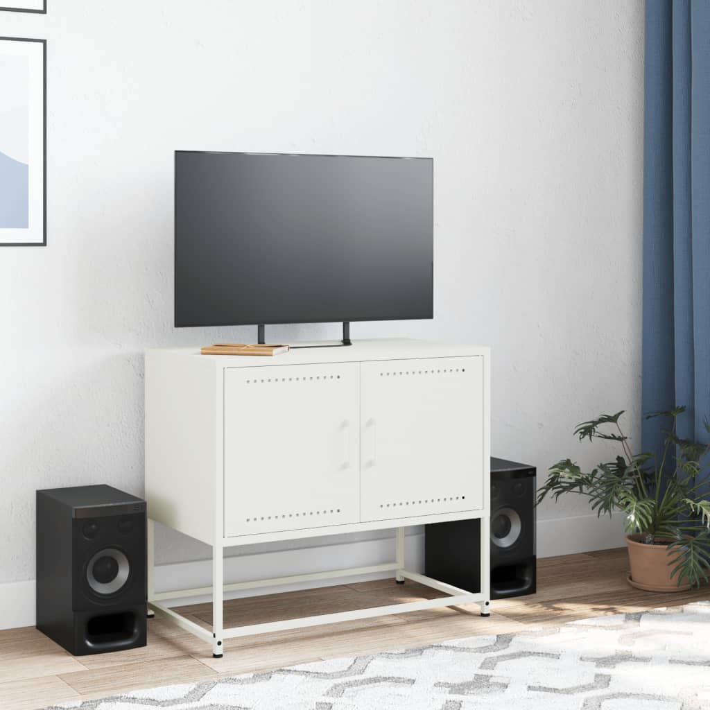 Meuble TV Tout Blanc en Acier - 68,5 cm-Mon Meuble TV-Jaune-1-3