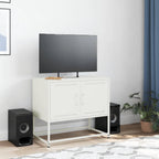 Meuble TV Tout Blanc en Acier - 68,5 cm-Mon Meuble TV-Jaune-1-3
