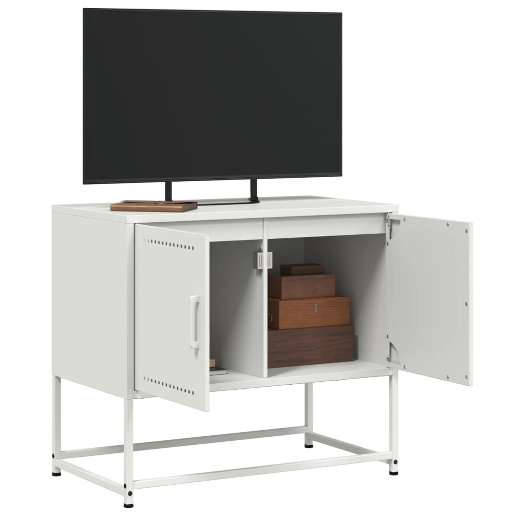 Meuble TV Tout Blanc en Acier - 68,5 cm-Mon Meuble TV-Jaune-1-5