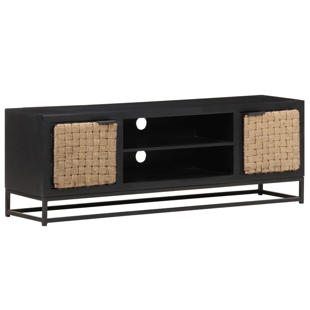 Meuble TV Type Industriel en Manguier et Jute - 120 cm-Mon Meuble TV-10