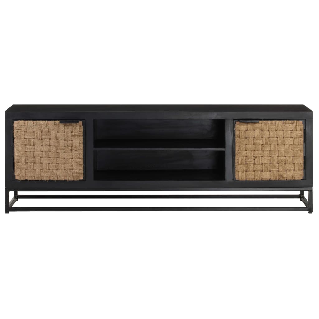 Meuble TV Type Industriel en Manguier et Jute - 120 cm-Mon Meuble TV-2