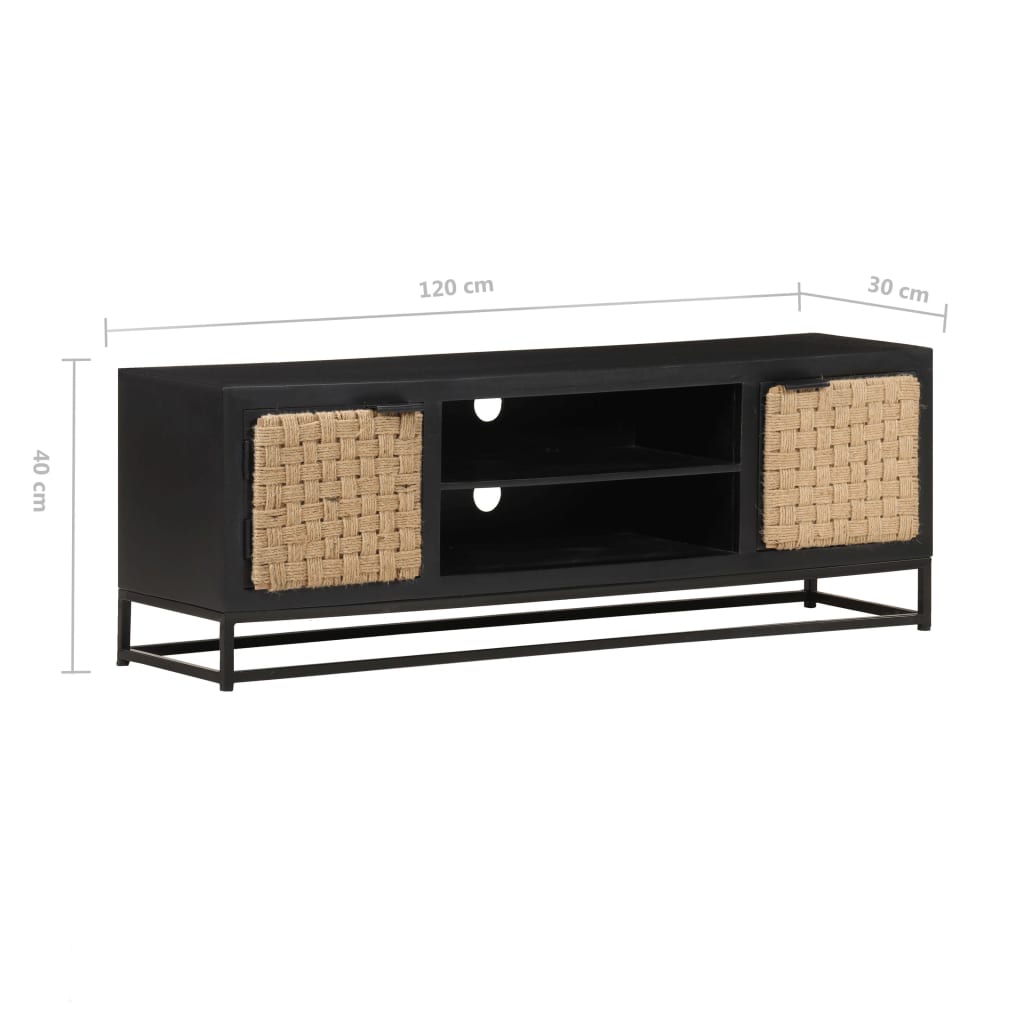 Meuble TV Type Industriel en Manguier et Jute - 120 cm-Mon Meuble TV-7