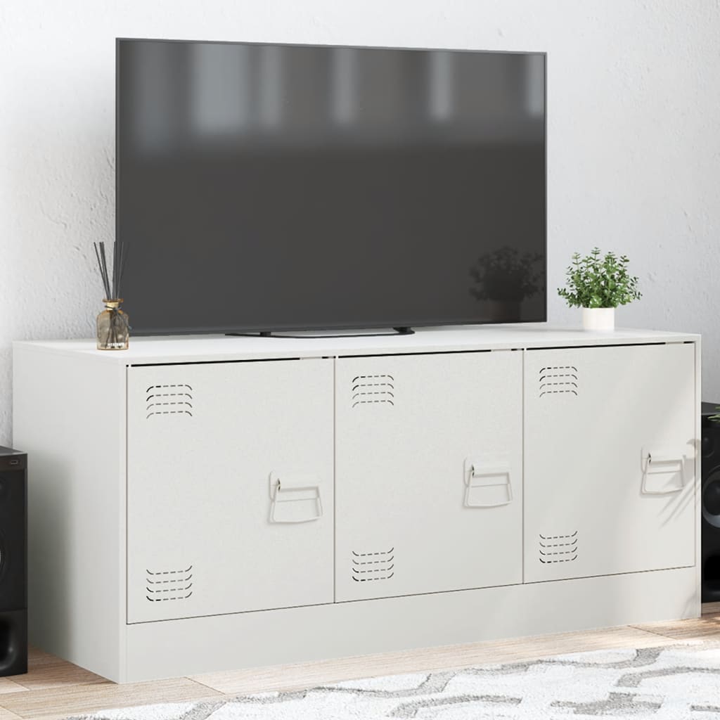 Meuble TV Vert Olive en Acier - 99 cm-Mon Meuble TV-Blanc-1-16