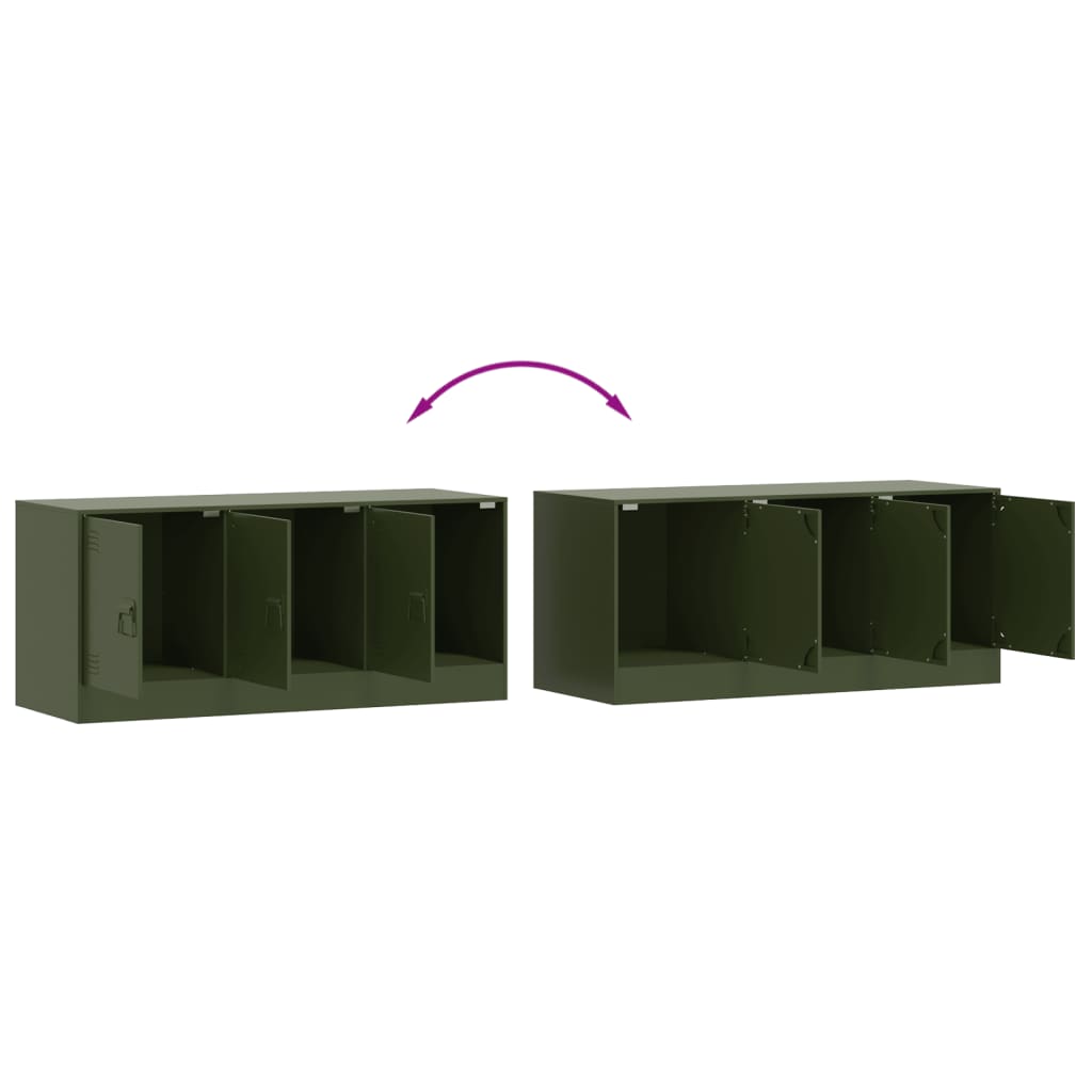Meuble TV Vert Olive en Acier - 99 cm-Mon Meuble TV-Rose-1-10