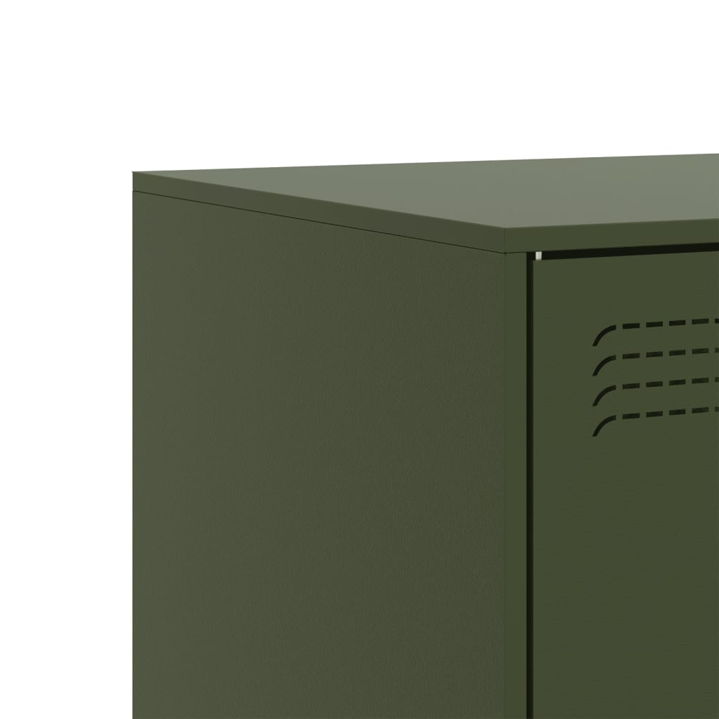 Meuble TV Vert Olive en Acier - 99 cm-Mon Meuble TV-Rose-1-11