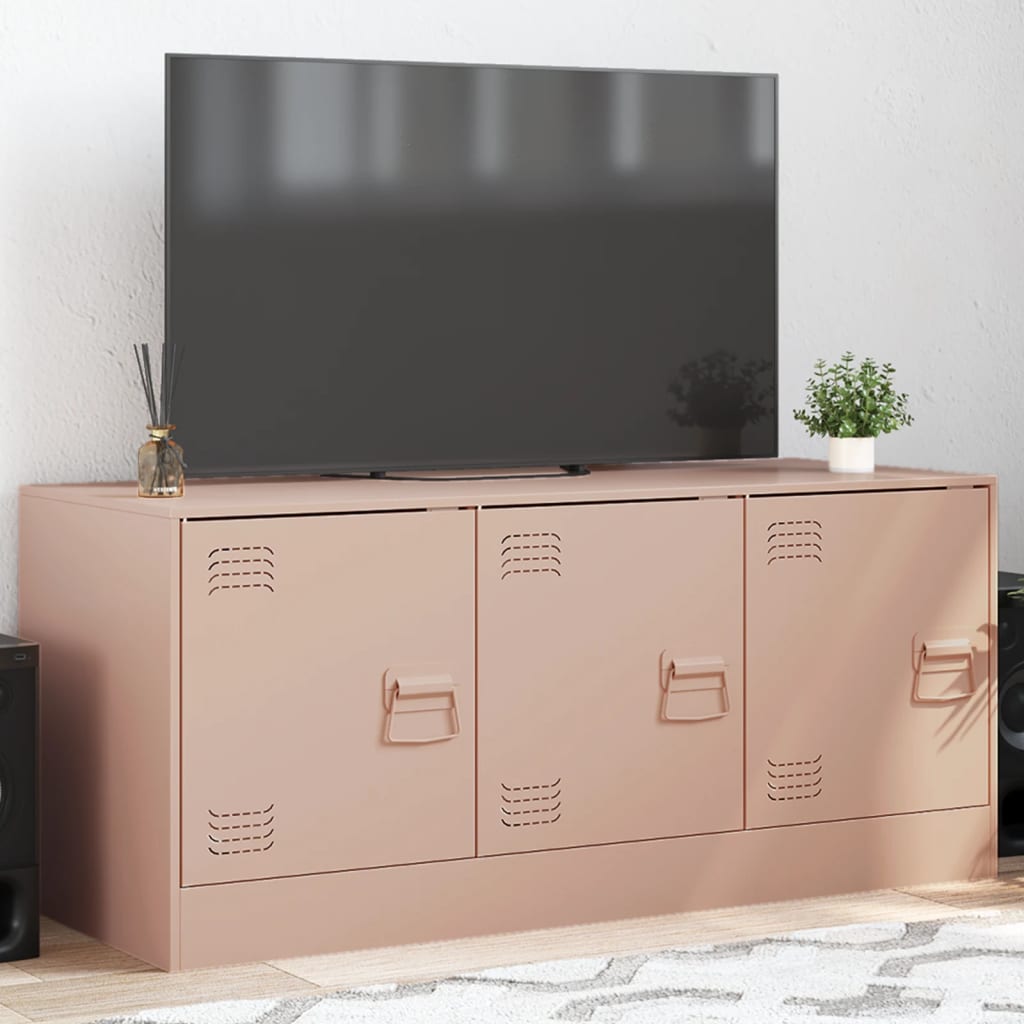 Meuble TV Vert Olive en Acier - 99 cm-Mon Meuble TV-Rose-1-13