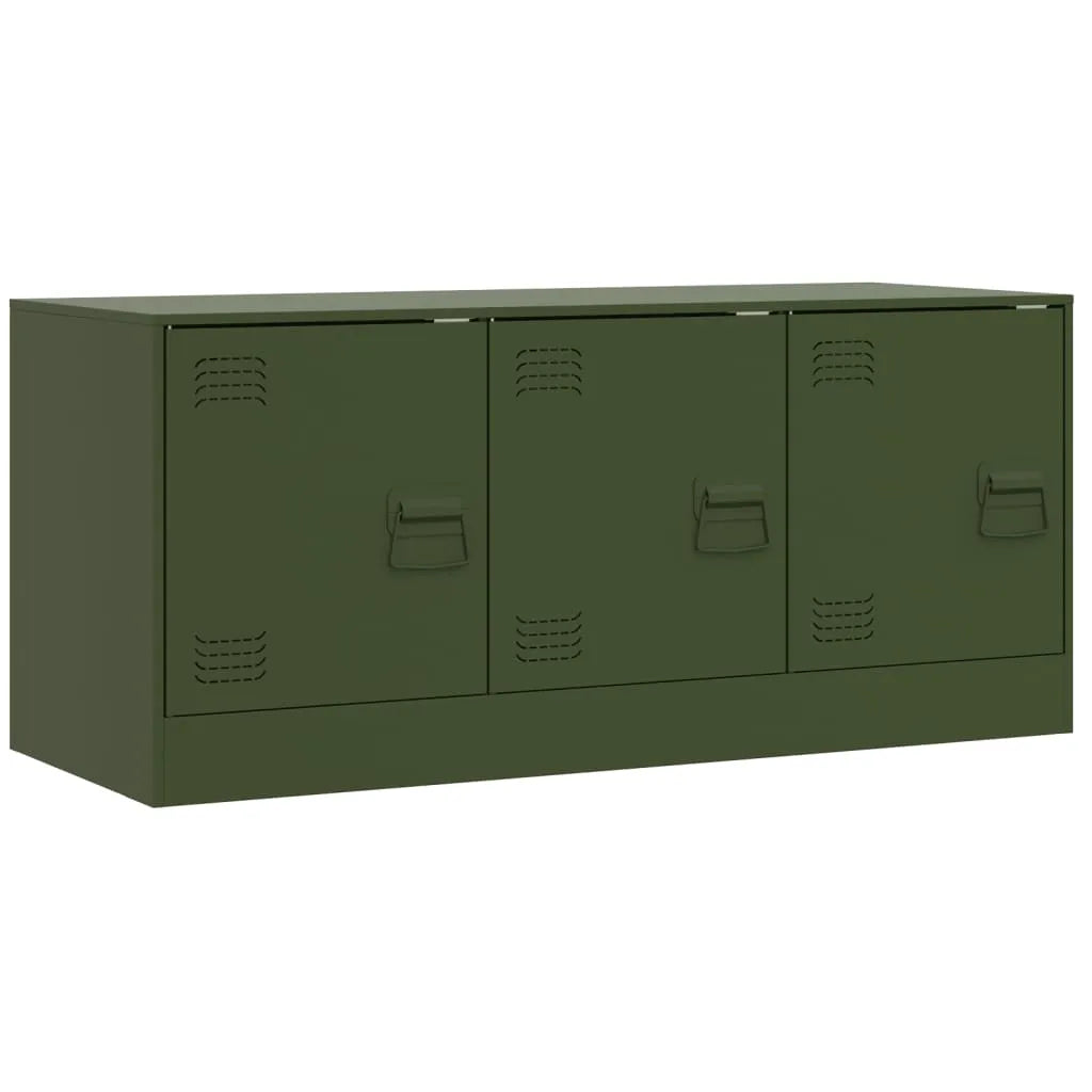 Meuble TV Vert Olive en Acier - 99 cm-Mon Meuble TV-Rose-1-2