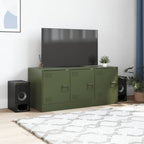 Meuble TV Vert Olive en Acier - 99 cm-Mon Meuble TV-Rose-1-3