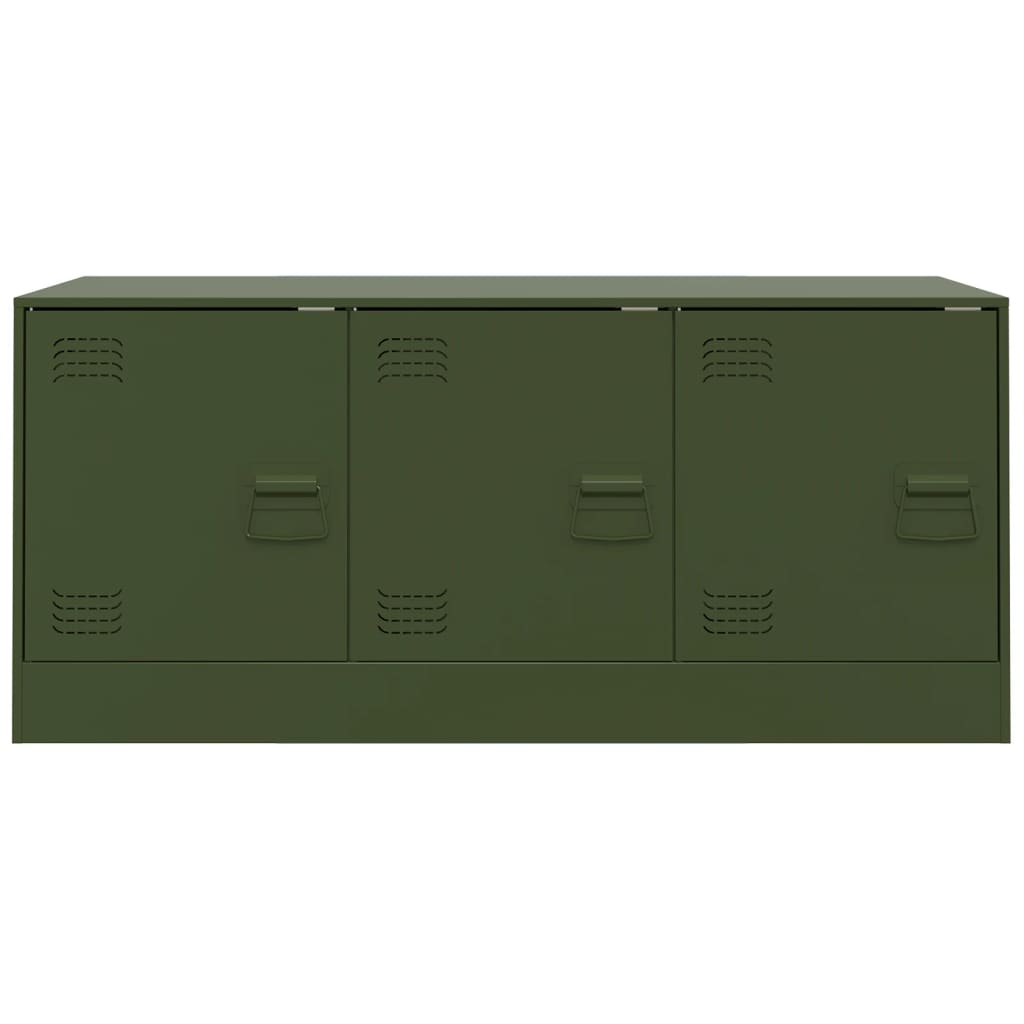 Meuble TV Vert Olive en Acier - 99 cm-Mon Meuble TV-Rose-1-6
