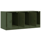 Meuble TV Vert Olive en Acier - 99 cm-Mon Meuble TV-Rose-1-7