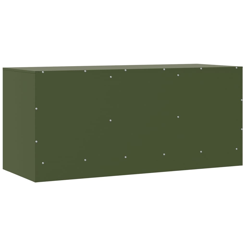 Meuble TV Vert Olive en Acier - 99 cm-Mon Meuble TV-Rose-1-9