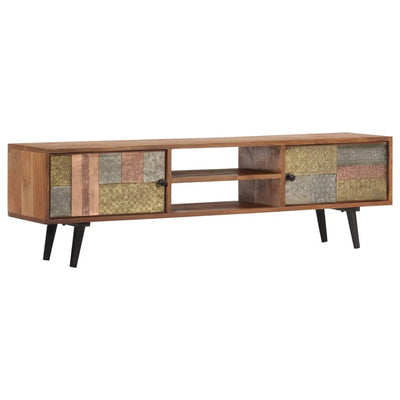 Meuble TV Vintage Année 80 en Acacia Massif - 140 cm
