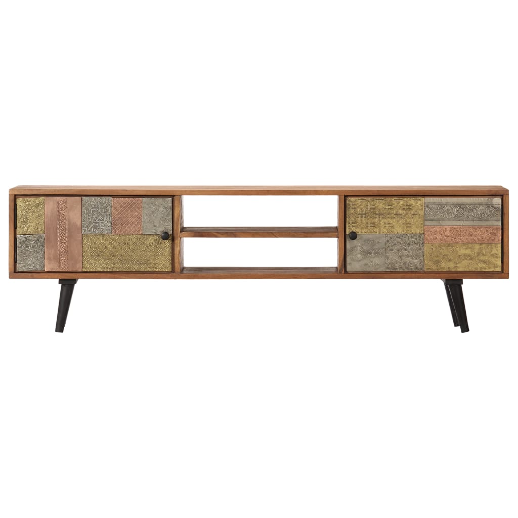 Meuble TV Vintage Année 80 en Acacia Massif - 140 cm-Mon Meuble TV-2
