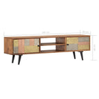 Meuble TV Vintage Année 80 en Acacia Massif - 140 cm-Mon Meuble TV-8