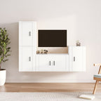 Meuble TV Vintage Bois Foncé Effet Chêne Fumé - 4 Pièces-Mon Meuble TV-Blanc-11