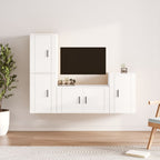 Meuble TV Vintage Bois Foncé Effet Chêne Fumé - 4 Pièces-Mon Meuble TV-Blanc brillant-13