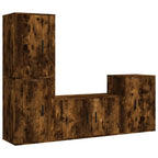Meuble TV Vintage Bois Foncé Effet Chêne Fumé - 4 Pièces-Mon Meuble TV-Chêne fumé-1