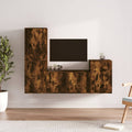 Meuble TV Vintage Bois Foncé Effet Chêne Fumé - 4 Pièces-Mon Meuble TV-Chêne fumé-2